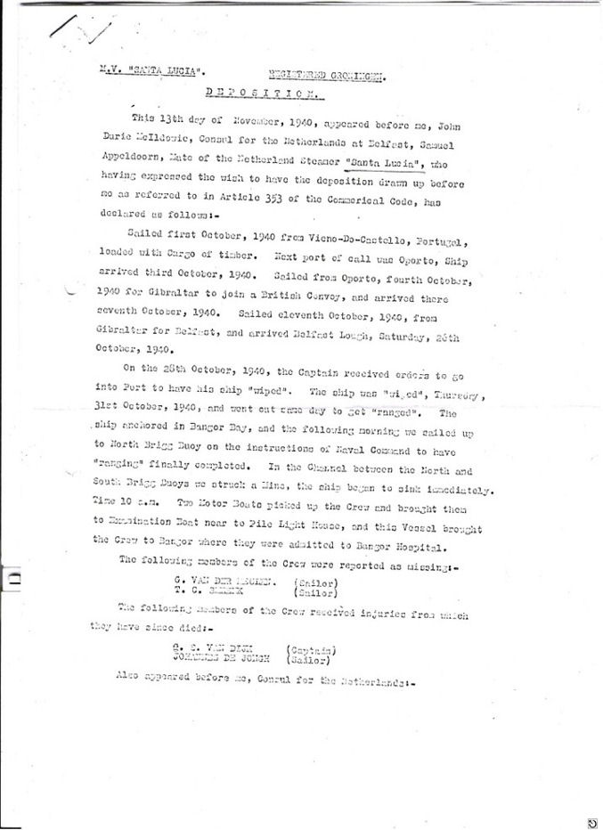 M.V. Santa Lucia deposition